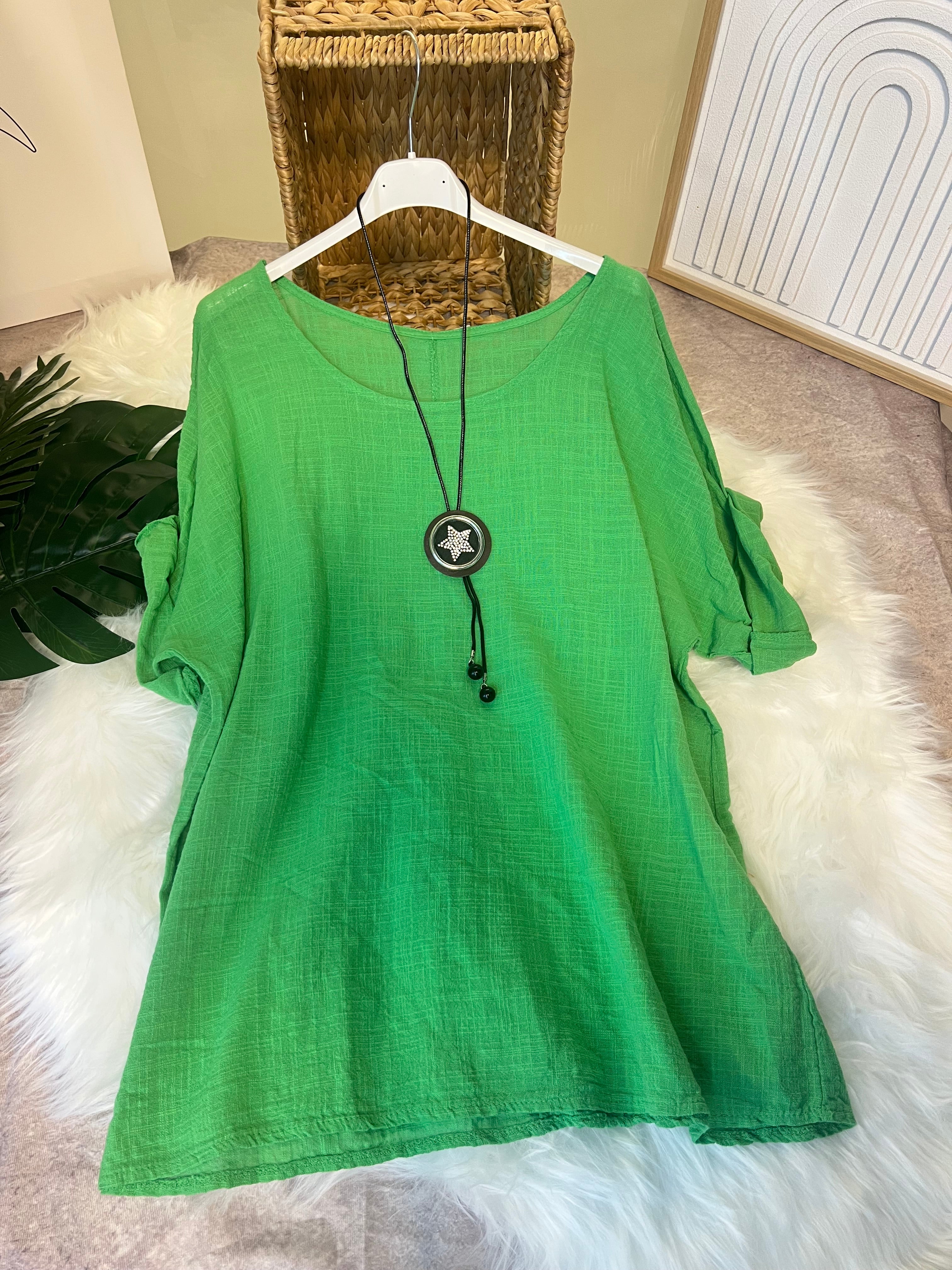 art.26085 - T-Shirt Damen Sommer Oberteile gratis Halskette(zufälliges Design) Rundhals Kurzärmeliges Bluse Basic Shirt Bequem Baumwolle Tunika Tee Tops für Frühling Sommer Herbst