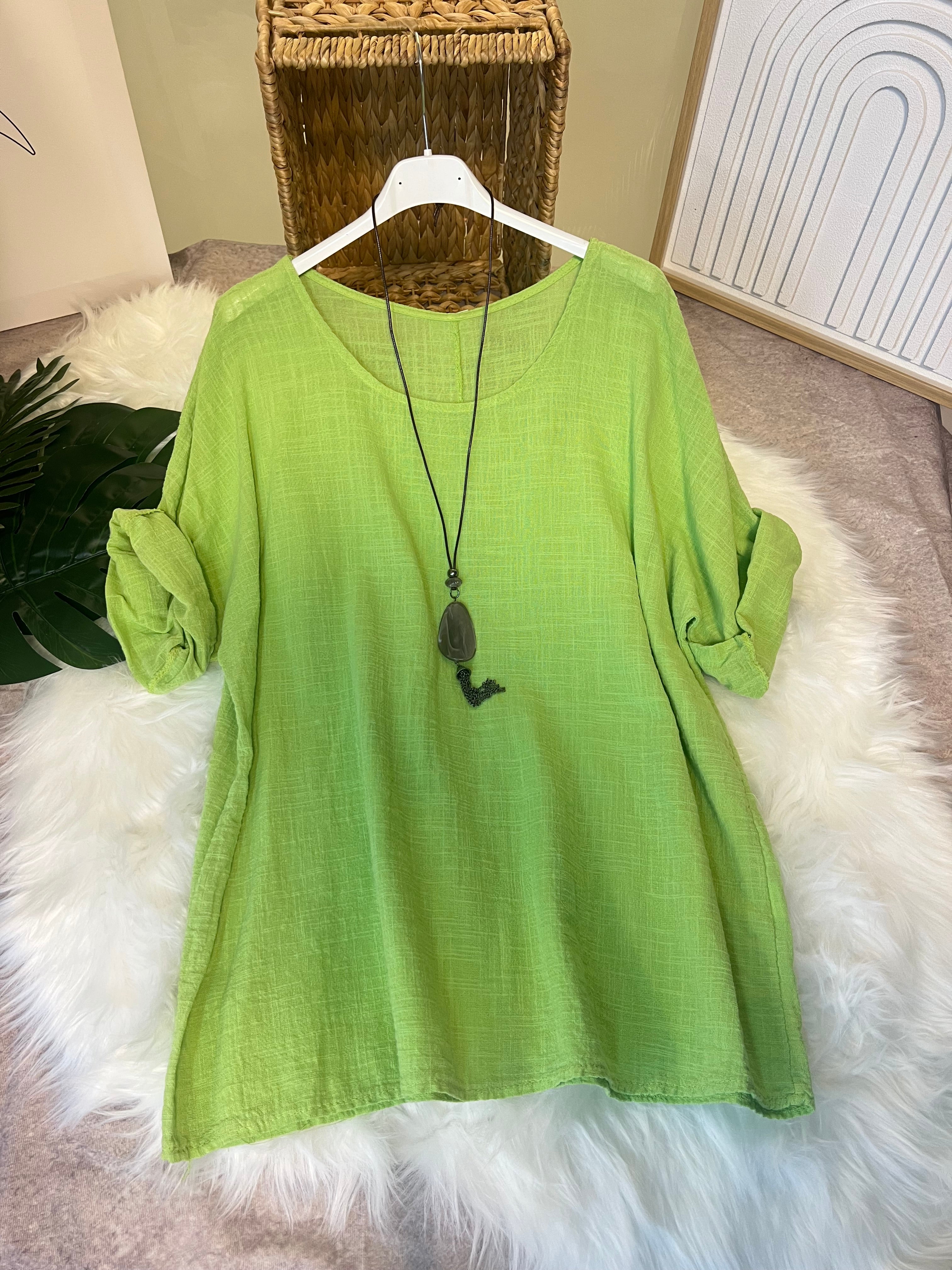 art.26085 - T-Shirt Damen Sommer Oberteile gratis Halskette(zufälliges Design) Rundhals Kurzärmeliges Bluse Basic Shirt Bequem Baumwolle Tunika Tee Tops für Frühling Sommer Herbst