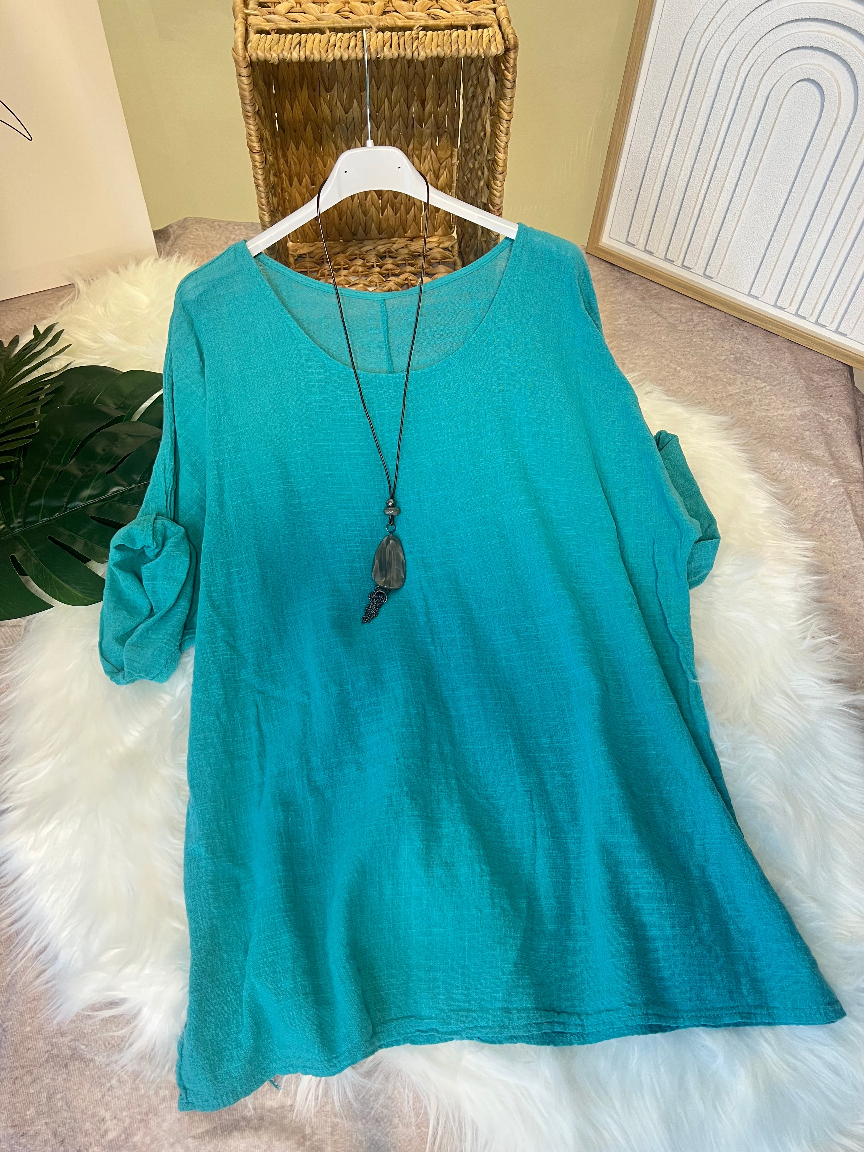 art.26085 - T-Shirt Damen Sommer Oberteile gratis Halskette(zufälliges Design) Rundhals Kurzärmeliges Bluse Basic Shirt Bequem Baumwolle Tunika Tee Tops für Frühling Sommer Herbst