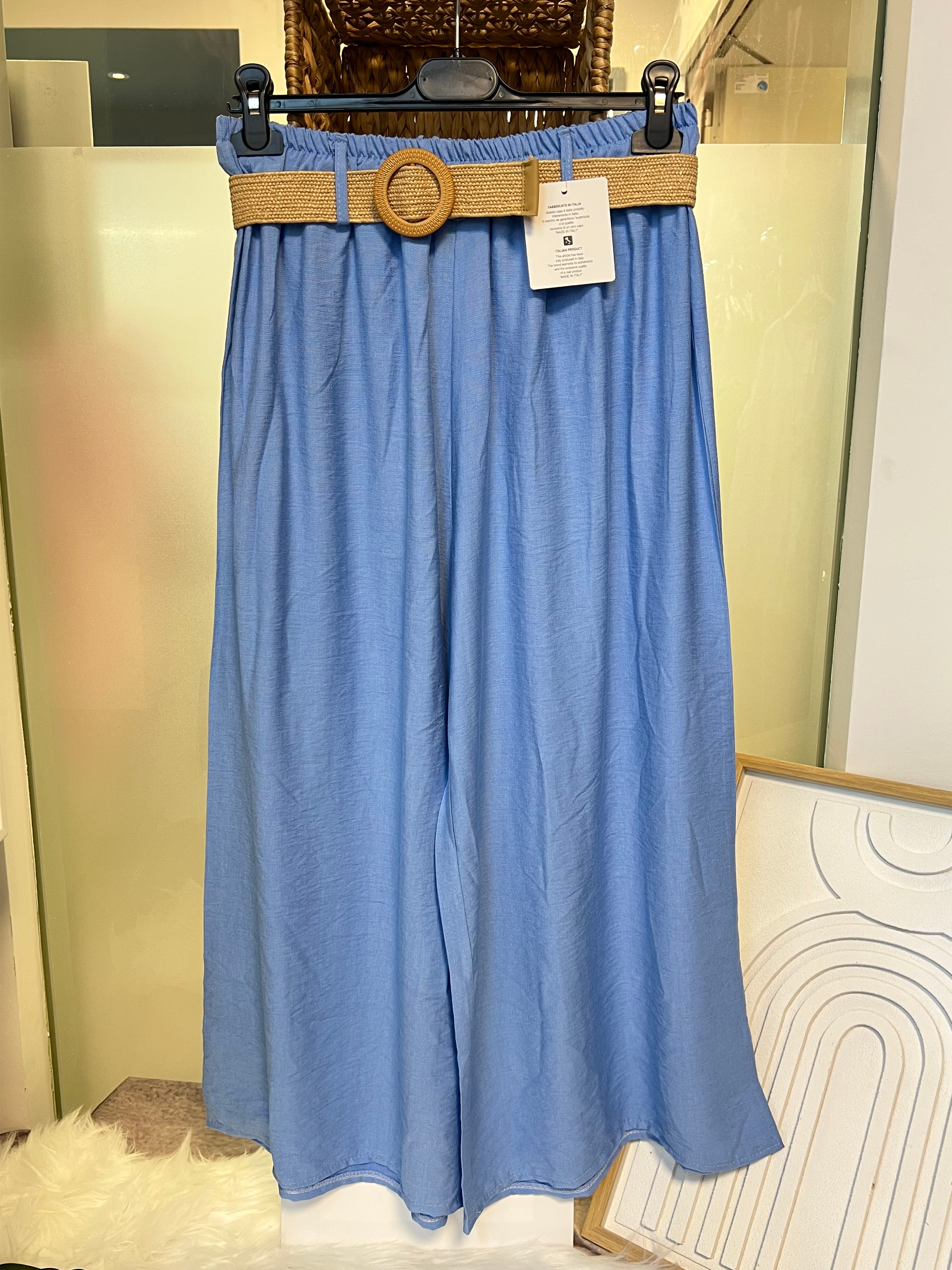 Damen-Hose mit breiten Beinen und gratis Gürtel (zufälliges Design)für einen stilvollen Look
