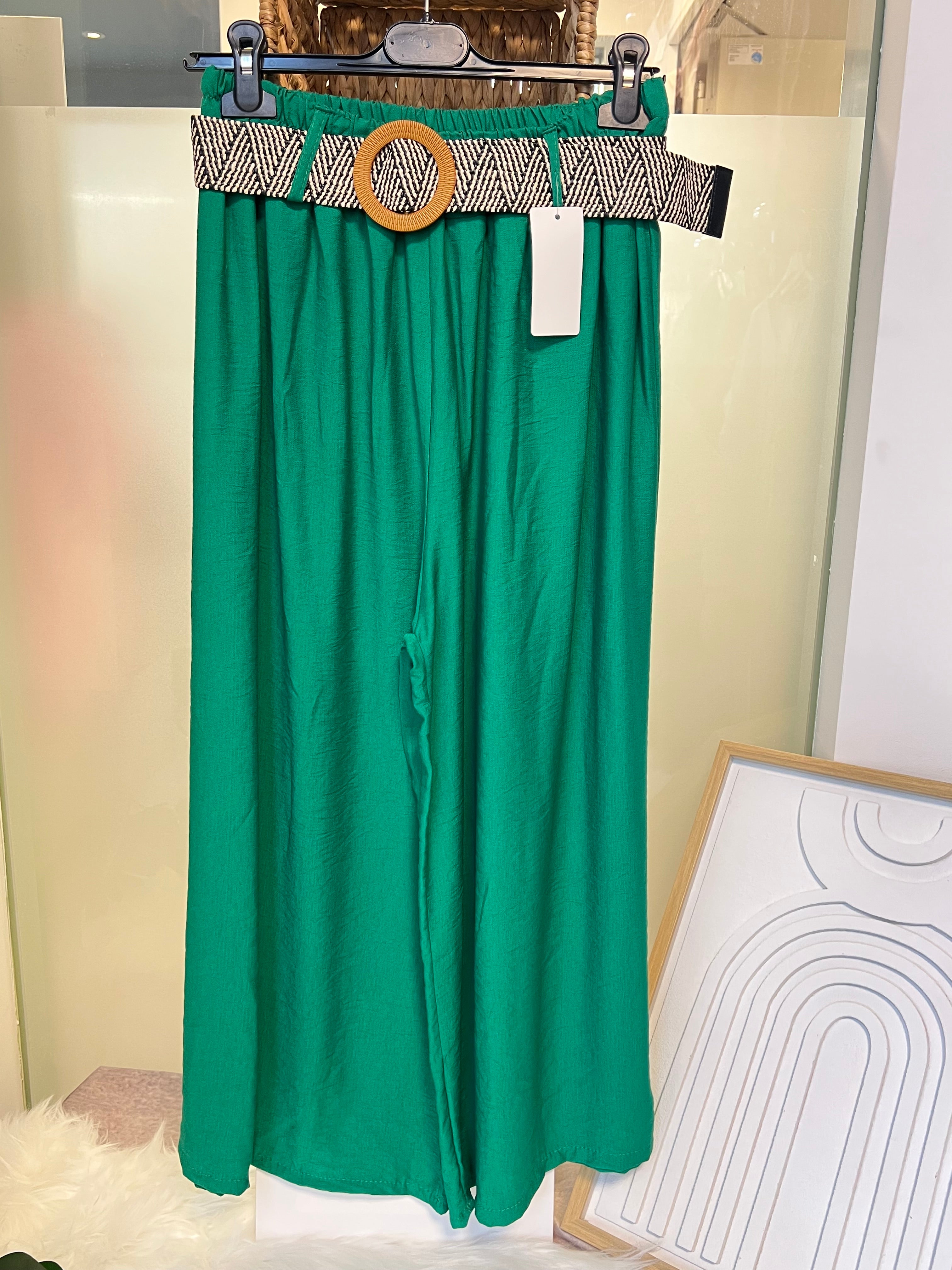 Damen-Hose mit breiten Beinen und gratis Gürtel (zufälliges Design)für einen stilvollen Look
