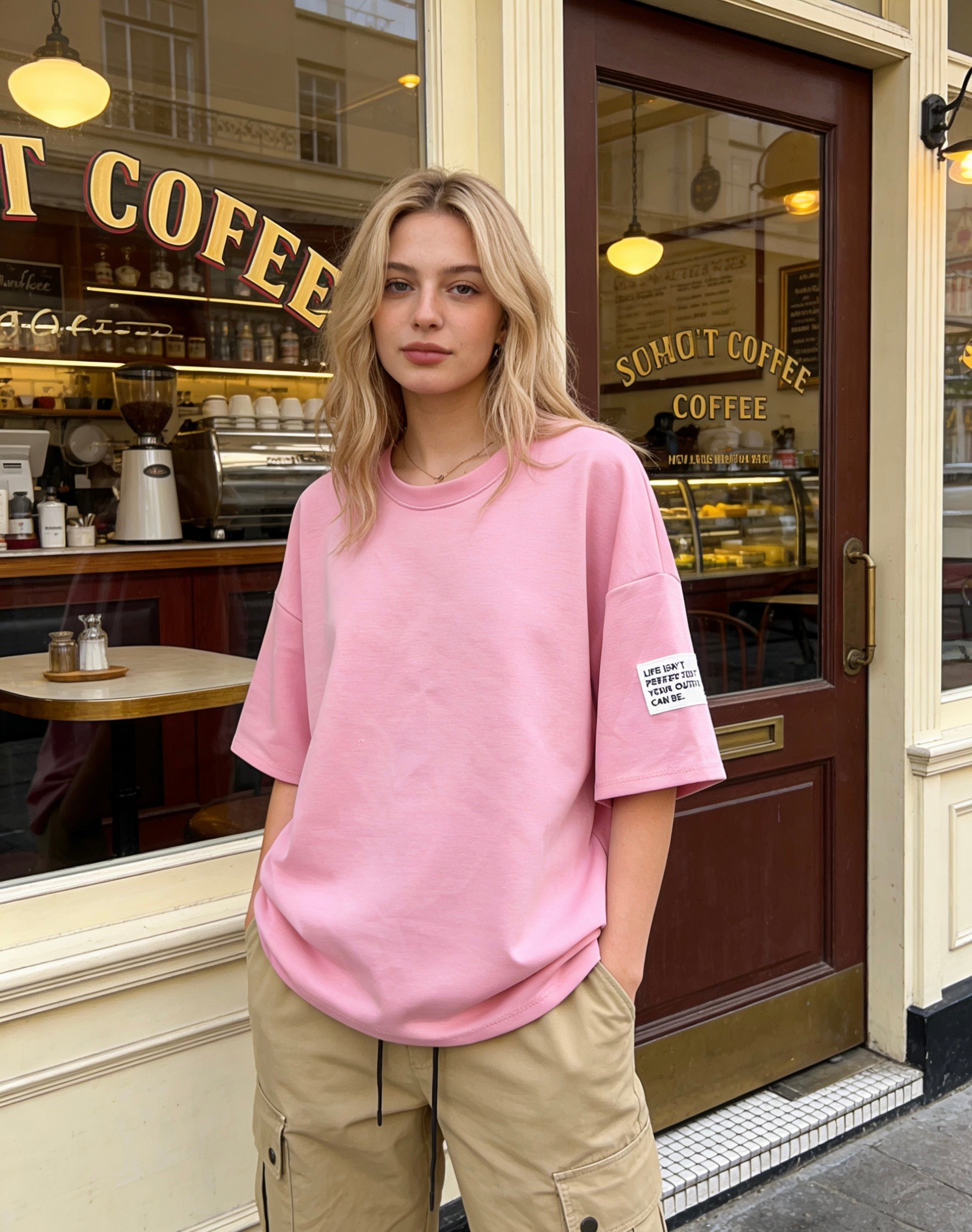 Oversize T-Shirt mit Etikett für Damen lässig und bequem