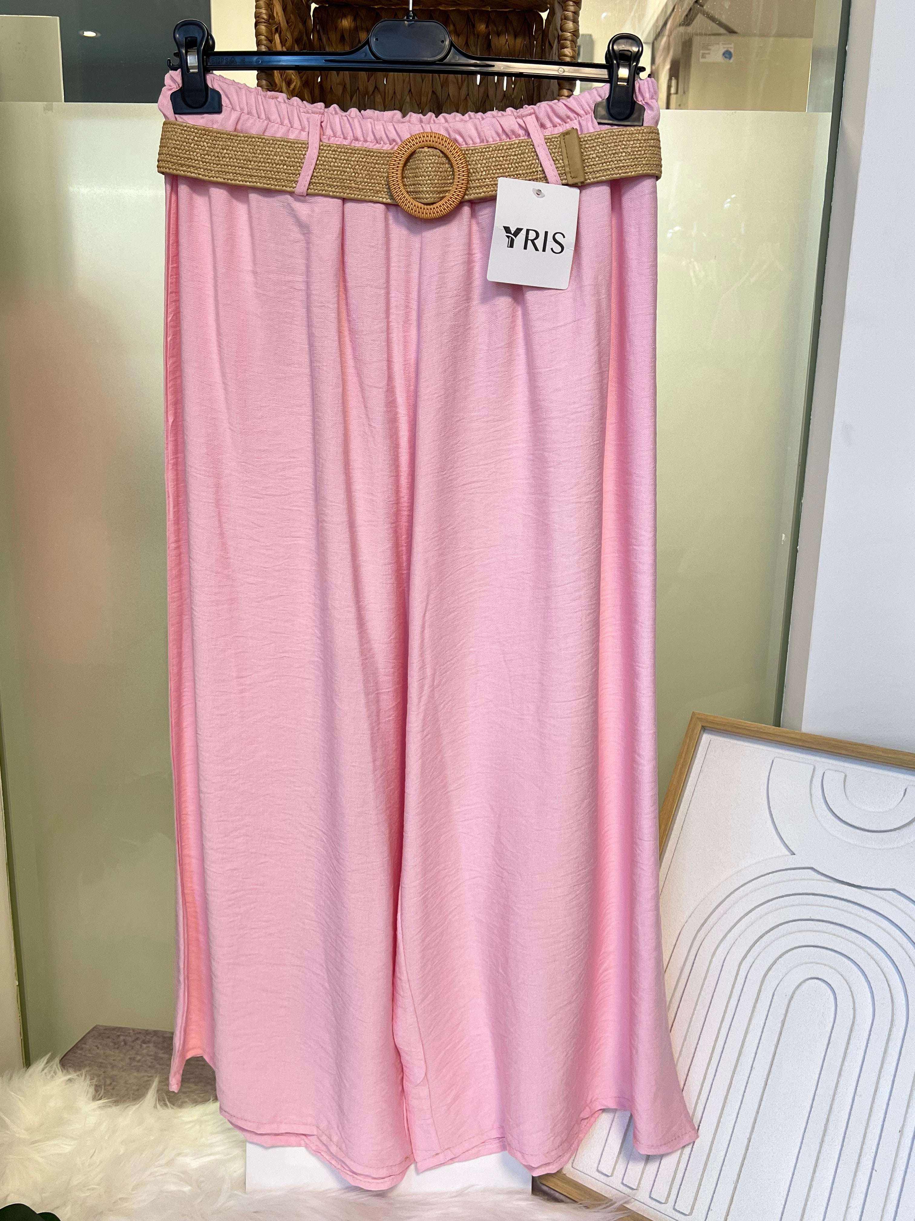 Damen-Hose mit breiten Beinen und gratis Gürtel (zufälliges Design)für einen stilvollen Look