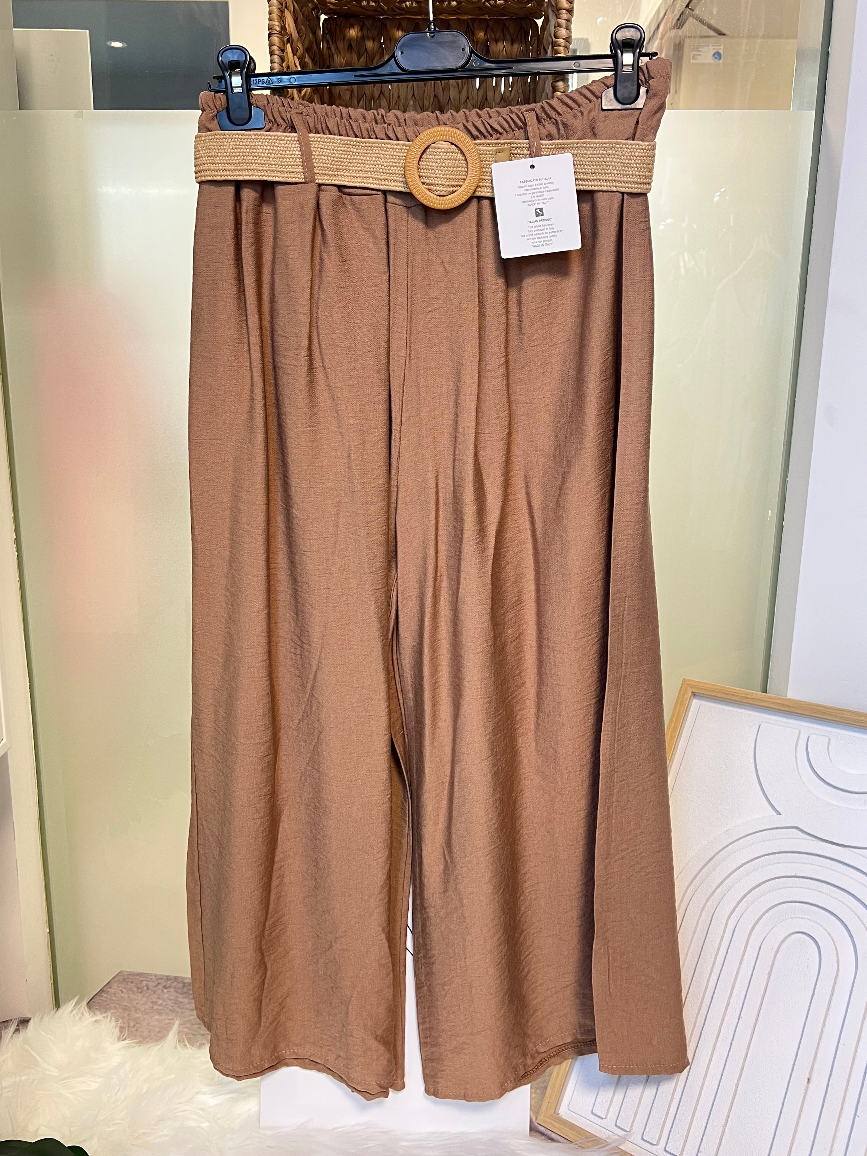 Damen-Hose mit breiten Beinen und gratis Gürtel (zufälliges Design)für einen stilvollen Look