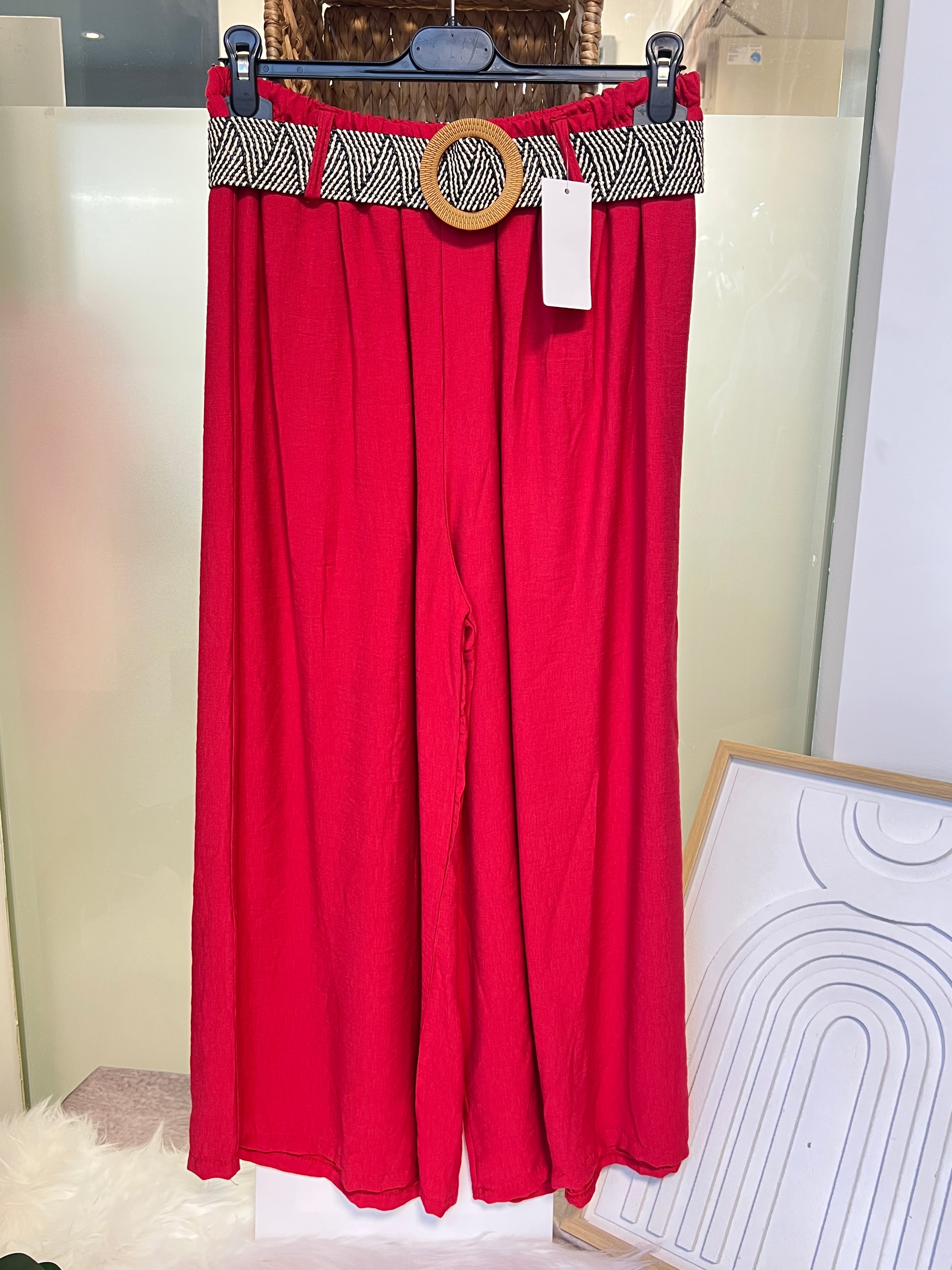 Damen-Hose mit breiten Beinen und gratis Gürtel (zufälliges Design)für einen stilvollen Look