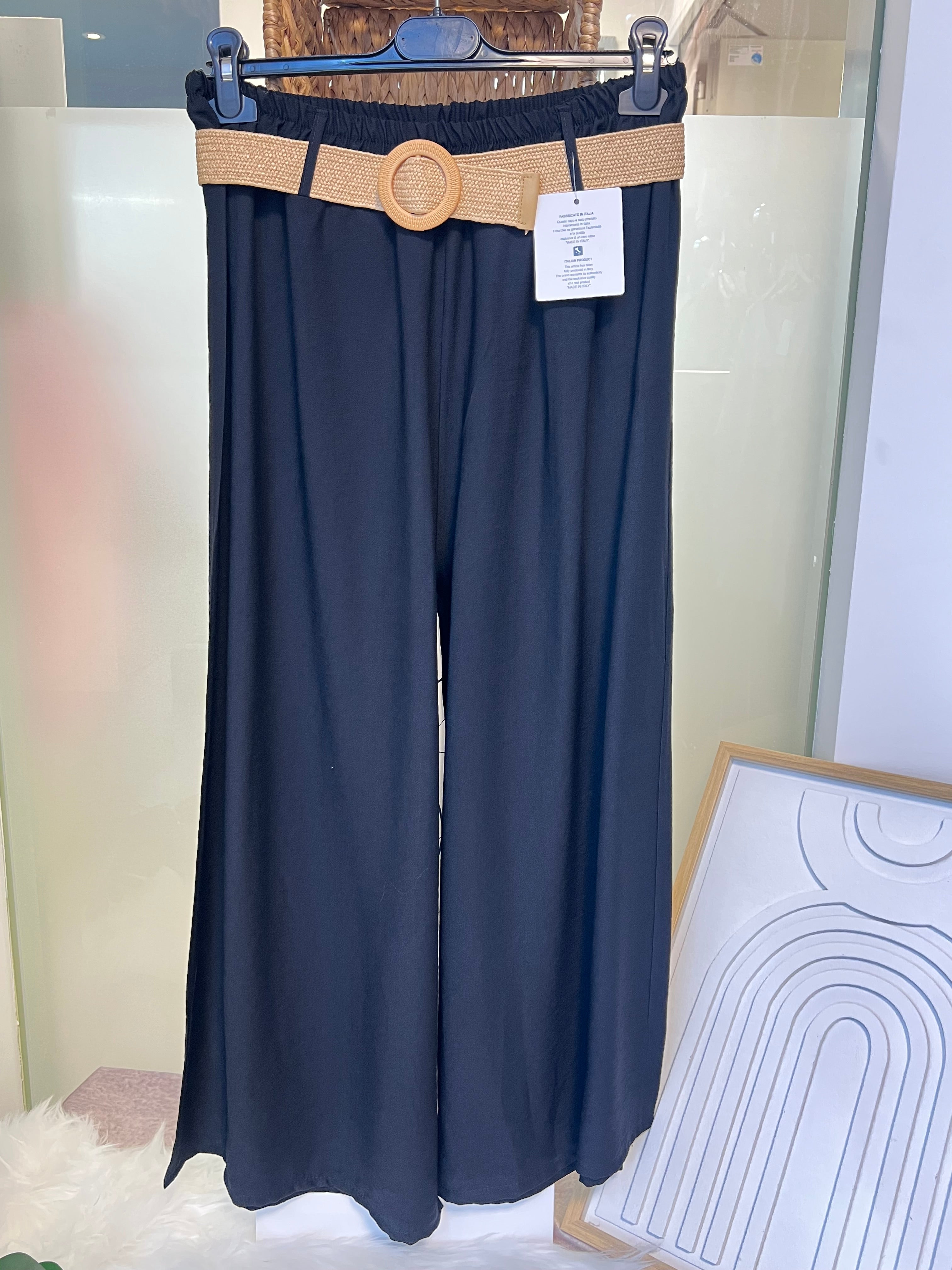 Damen-Hose mit breiten Beinen und gratis Gürtel (zufälliges Design)für einen stilvollen Look