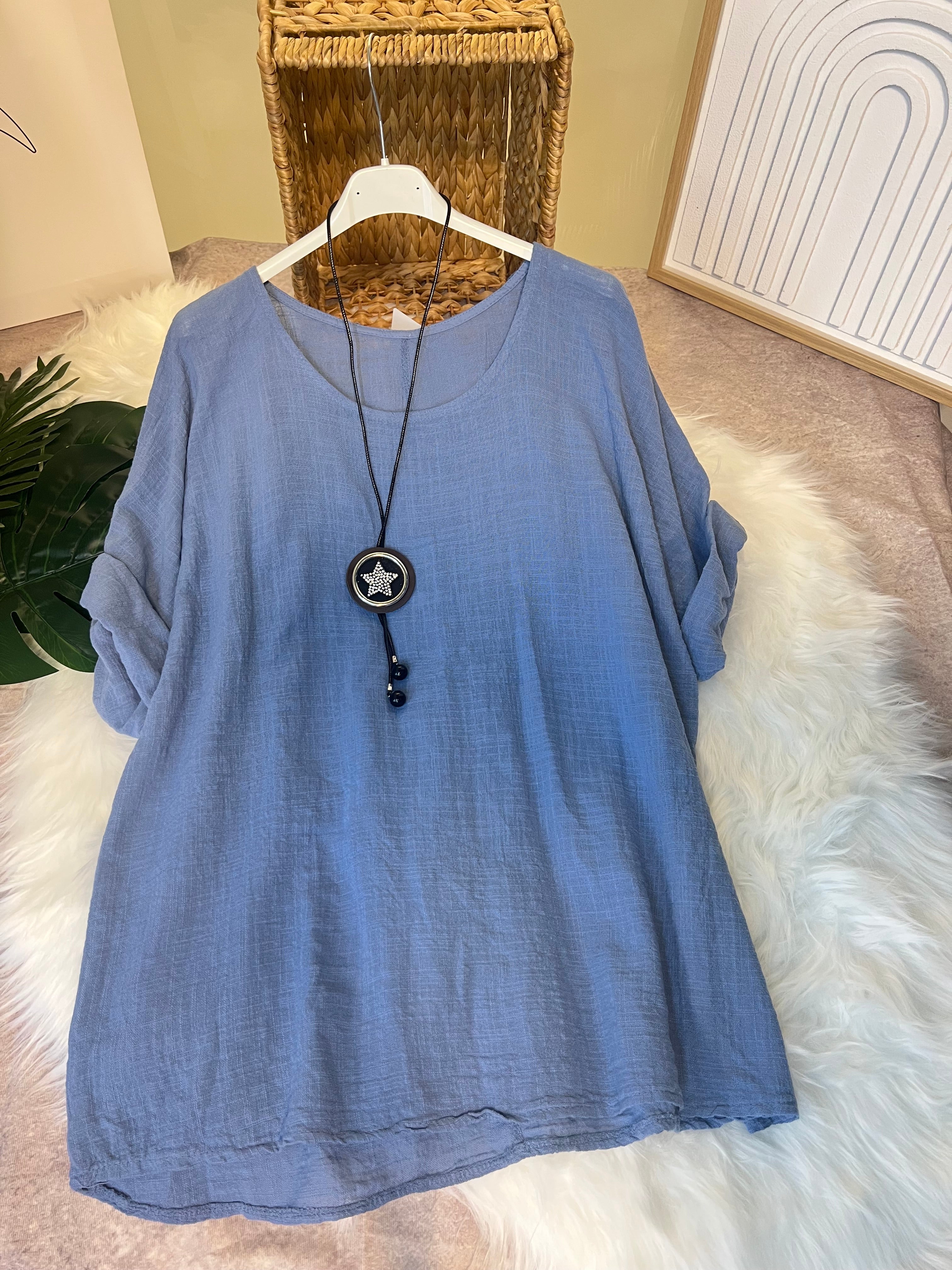 art.26085 - T-Shirt Damen Sommer Oberteile gratis Halskette(zufälliges Design) Rundhals Kurzärmeliges Bluse Basic Shirt Bequem Baumwolle Tunika Tee Tops für Frühling Sommer Herbst