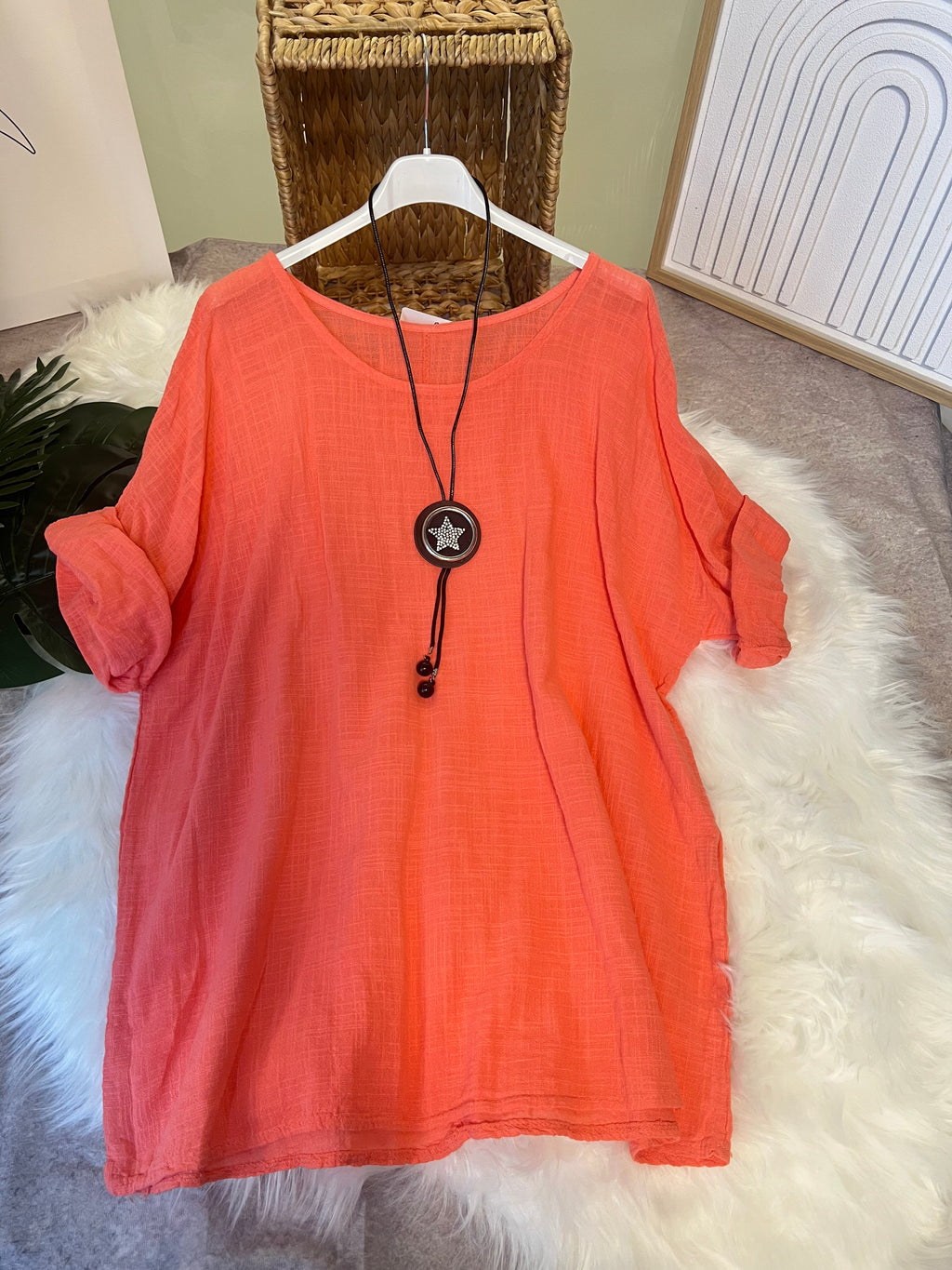 art.26085 - T-Shirt Damen Sommer Oberteile gratis Halskette(zufälliges Design) Rundhals Kurzärmeliges Bluse Basic Shirt Bequem Baumwolle Tunika Tee Tops für Frühling Sommer Herbst