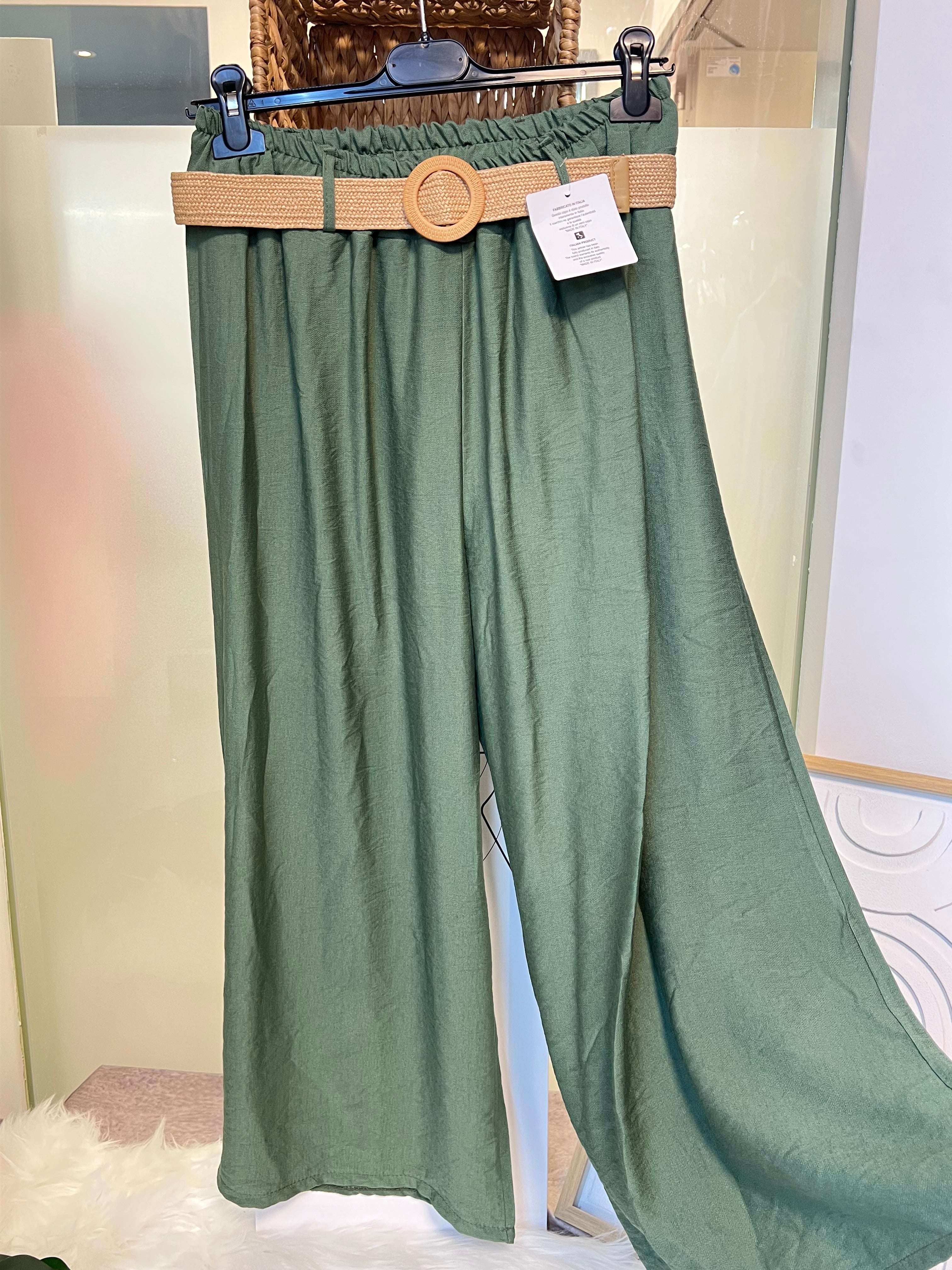 Damen-Hose mit breiten Beinen und gratis Gürtel (zufälliges Design)für einen stilvollen Look
