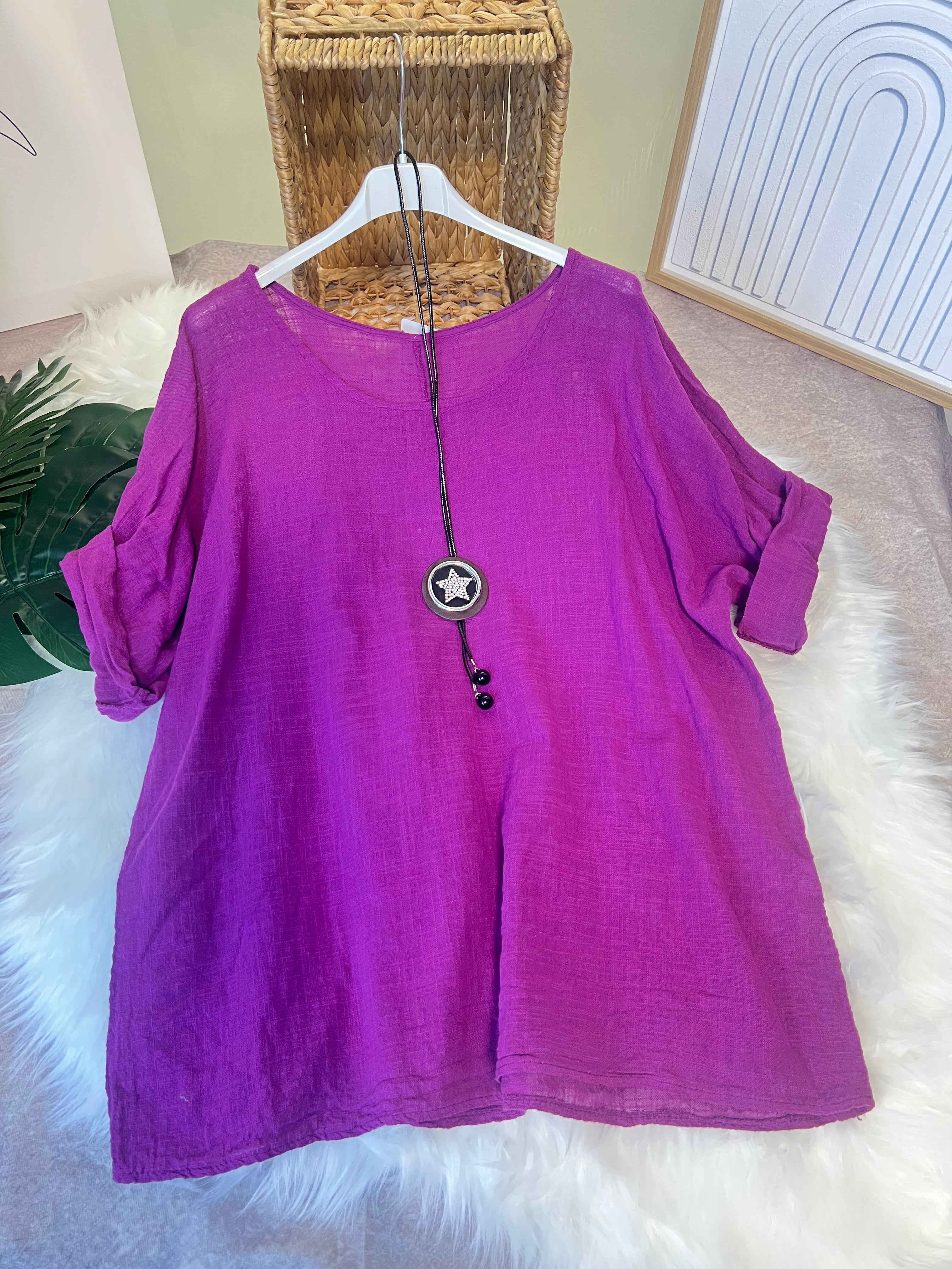 art.26085 - T-Shirt Damen Sommer Oberteile gratis Halskette(zufälliges Design) Rundhals Kurzärmeliges Bluse Basic Shirt Bequem Baumwolle Tunika Tee Tops für Frühling Sommer Herbst