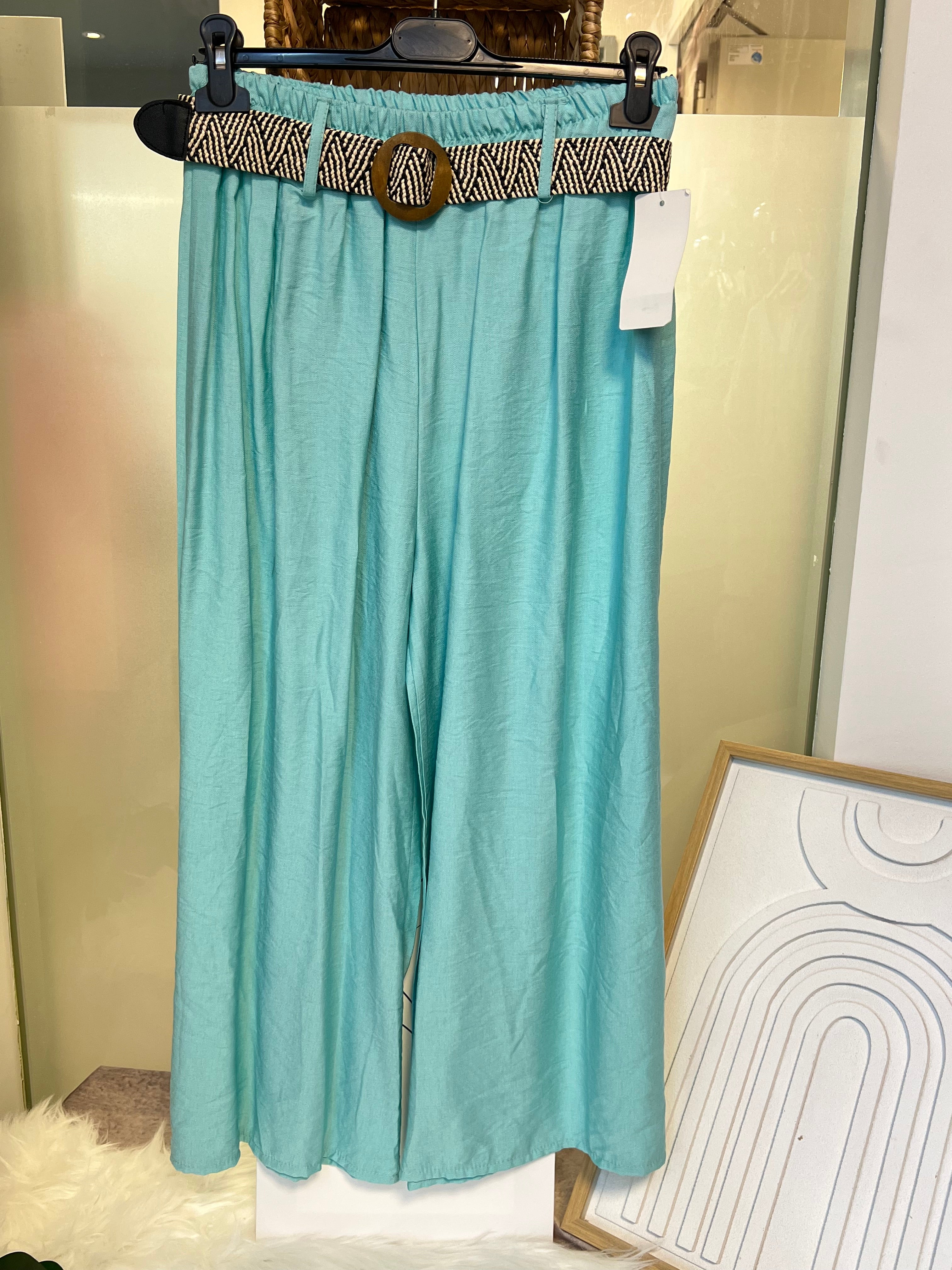 Damen-Hose mit breiten Beinen und gratis Gürtel (zufälliges Design)für einen stilvollen Look