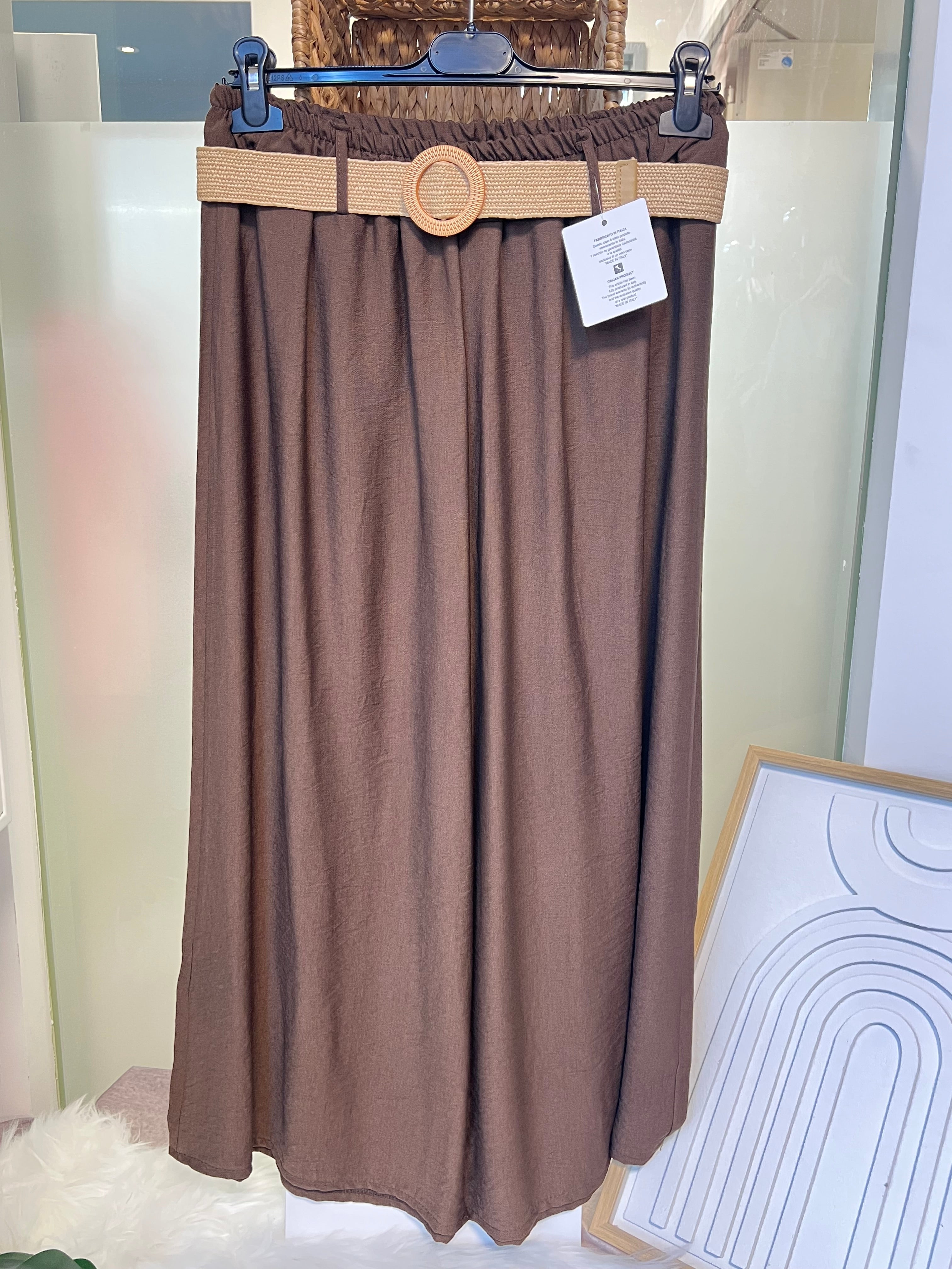 Damen-Hose mit breiten Beinen und gratis Gürtel (zufälliges Design)für einen stilvollen Look