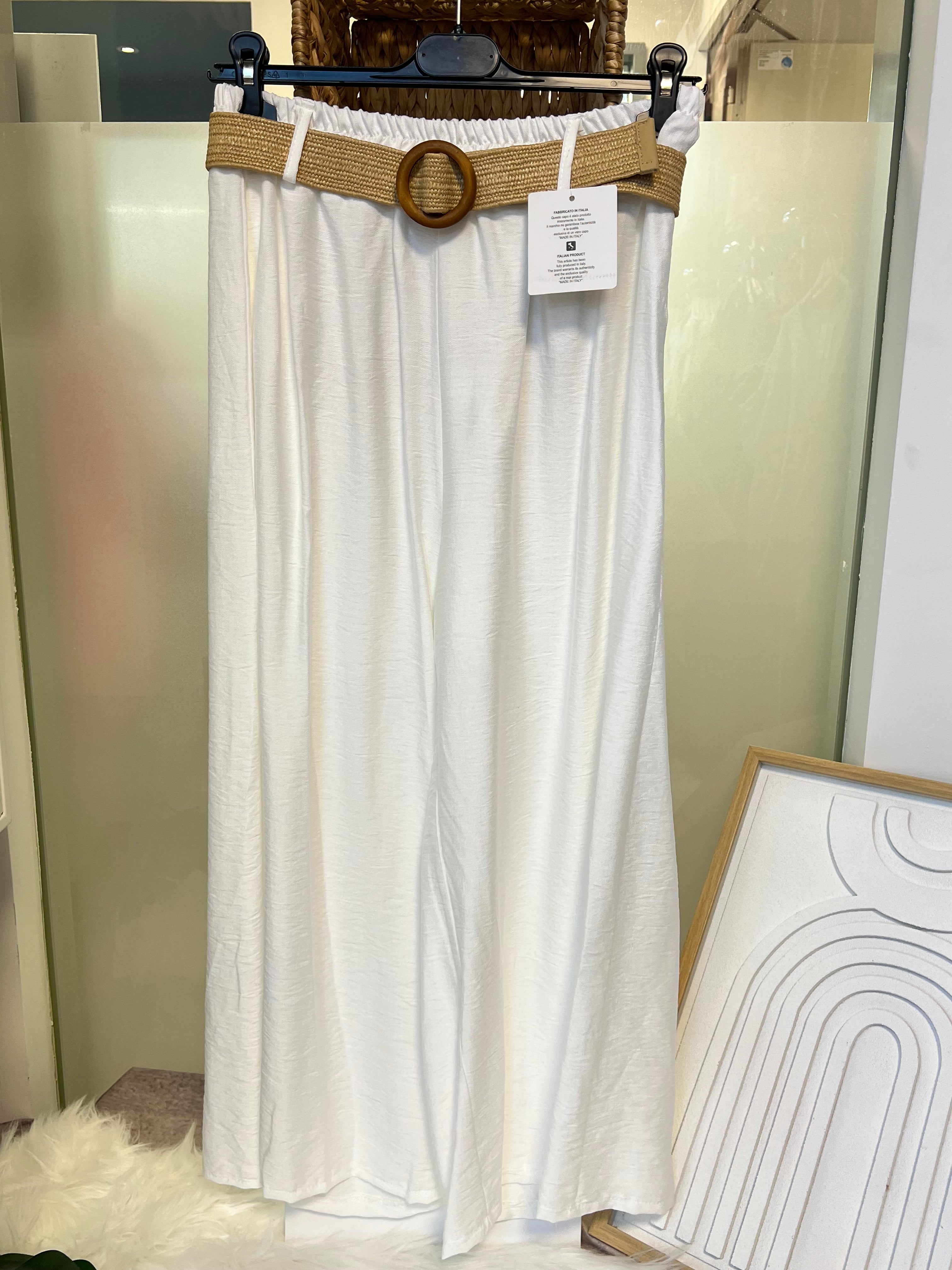 Damen-Hose mit breiten Beinen und gratis Gürtel (zufälliges Design)für einen stilvollen Look