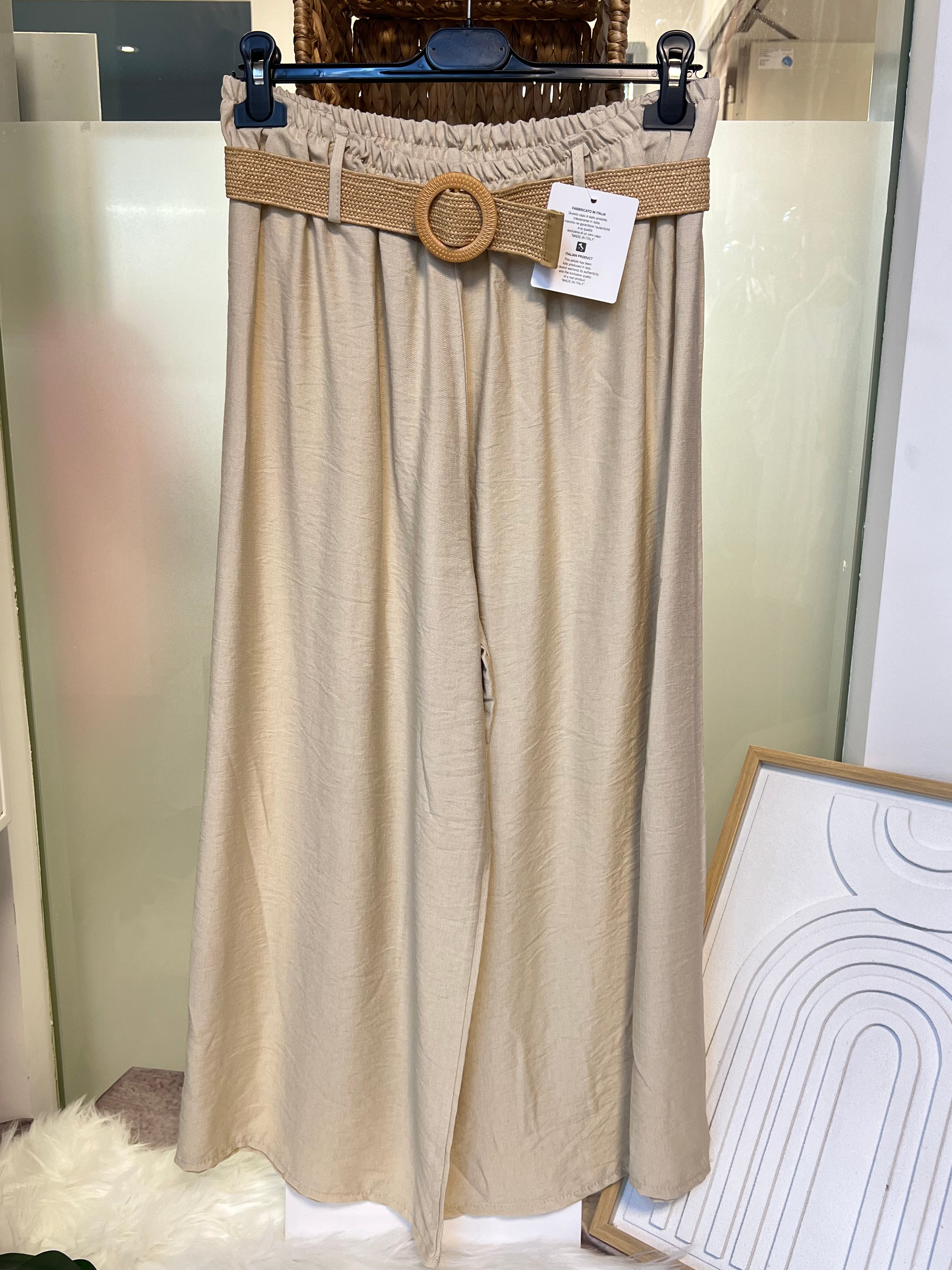 Damen-Hose mit breiten Beinen und gratis Gürtel (zufälliges Design)für einen stilvollen Look